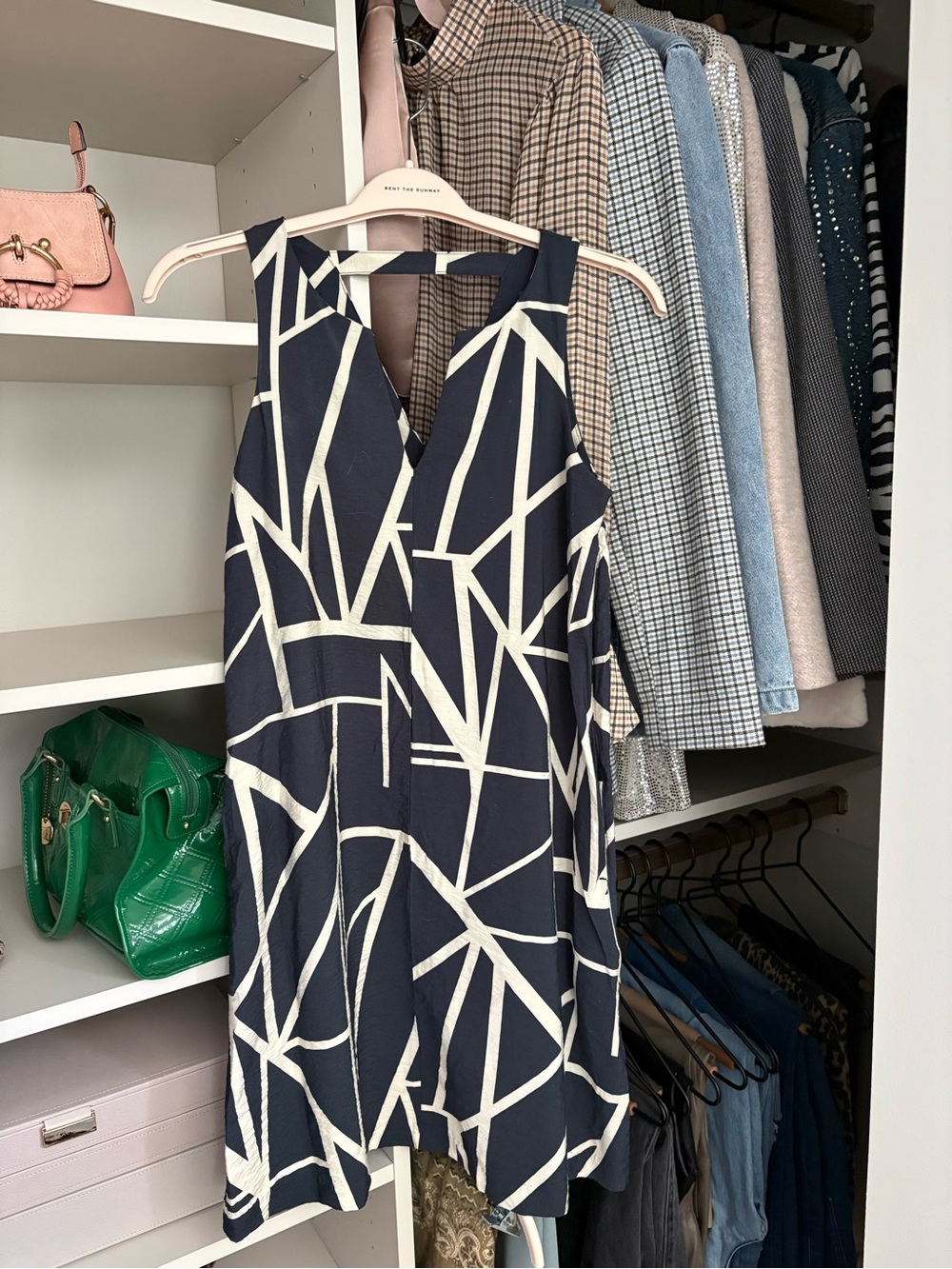 Banana Republic Black and Cream Geometric Midi Dress